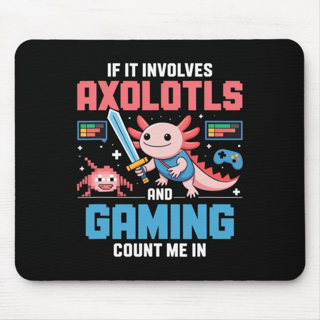Mousepad Kawaii Axolotl Gamer Shirt For Boys Girls Anime  (Frente)