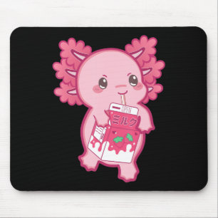 Mousepad Kawaii Axolotl Morango Leite Adolescente Miúdas Ja