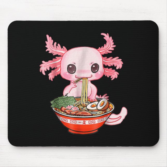 Mousepad Kawaii Axolotl Ramen Comida Gráfico A engraçado ja (Frente)