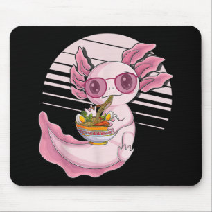 Mousepad Kawaii Axolotl Ramen Noodles Anime Comida japonês