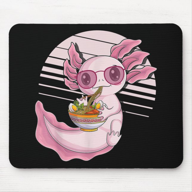 Mousepad Kawaii Axolotl Ramen Noodles Anime Comida japonês  (Frente)