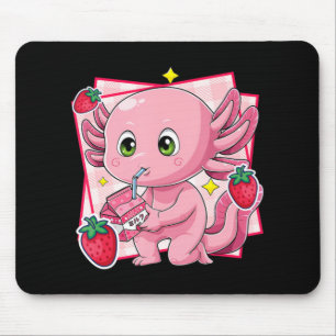 Mousepad Kawaii Axolotl Strawberry Milk Gift Japonês