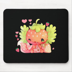 Mousepad Kawaii Axolotl Strawberry Milk Shake Anim Japonês