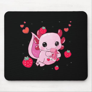 Mousepad Kawaii Axolotl Strawberry Milk Shake Anime Gift Gi
