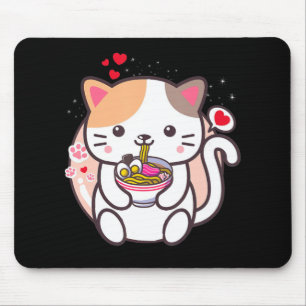 Mousepad Kawaii Cat Ramen Anime Comida Japonesa Girls Offic