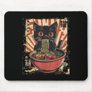 Mousepad Kawaii Cat Ramen Noodle Engraçado Japonês Anime Ma