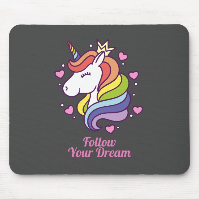 Mousepad Kawaii Colorful Rainbow Unicorn Dreams (Frente)