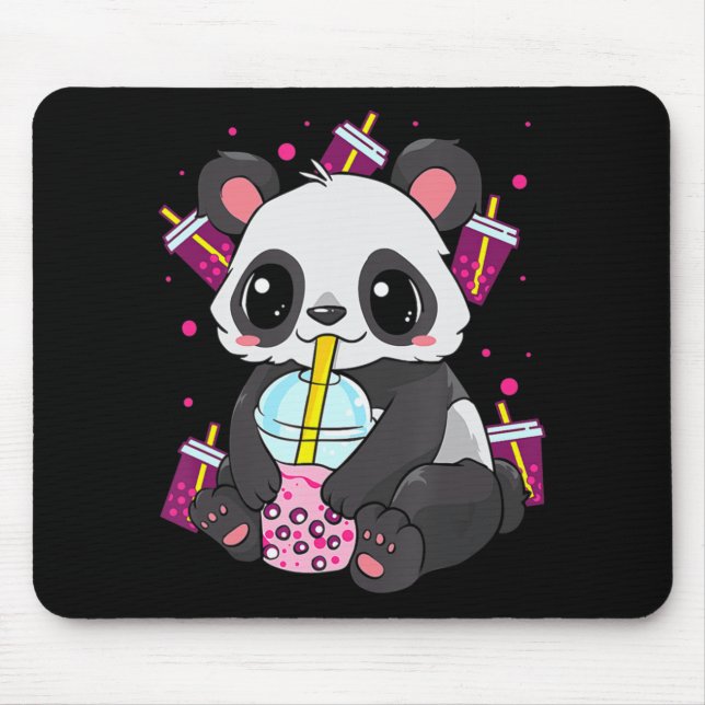 Mousepad Kawaii Cute Anime Panda Boba Bubble Tea Otaku Men (Frente)