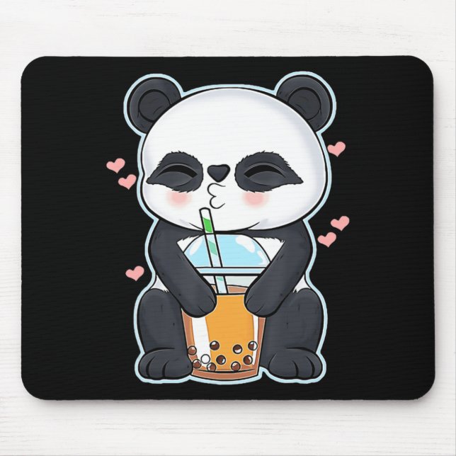 Mousepad Kawaii Cute Anime Panda Boba Bubble Tea Otaku Men (Frente)