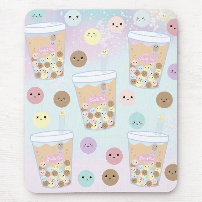 Mousepad Kawaii Cute Bubble Pearl Milk Tea Tapioca Bebida (Frente)