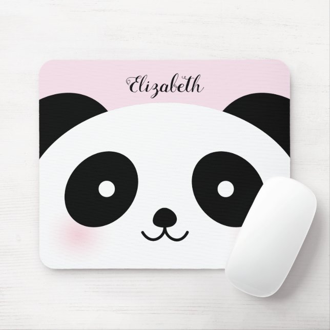 Mousepad Kawaii Cute Cartoon Panda Bear Nome Personalizado  (Com mouse)
