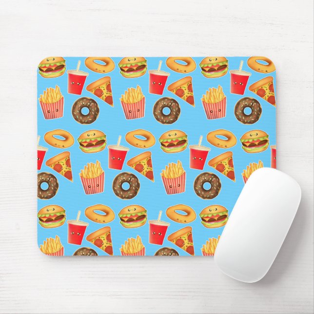 Mousepad Kawaii Cute Junk Comida (Com mouse)