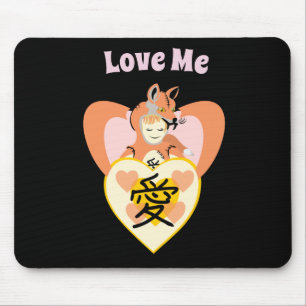 Mousepad Kawaii Foxy Cosplay Love Heart
