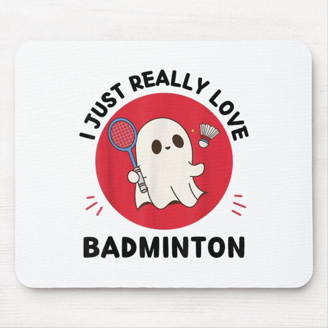 Mousepad Kawaii Ghost Badminton Lover Eu Adoro Ba (Frente)