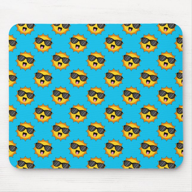 Mousepad Kawaii Happy Sun com óculos escuros (Frente)