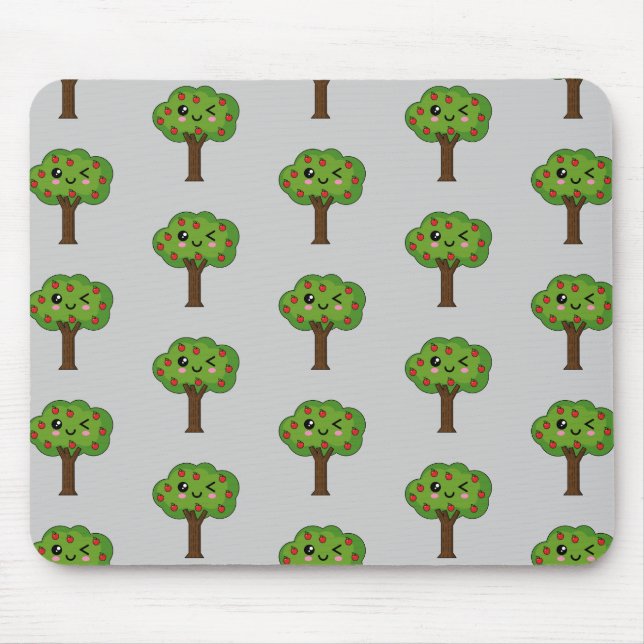 Mousepad Kawaii Happy Winking Apple Tree (Frente)