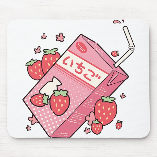 Mousepad Kawaii Japanese Strawberry Juice Box (Frente)