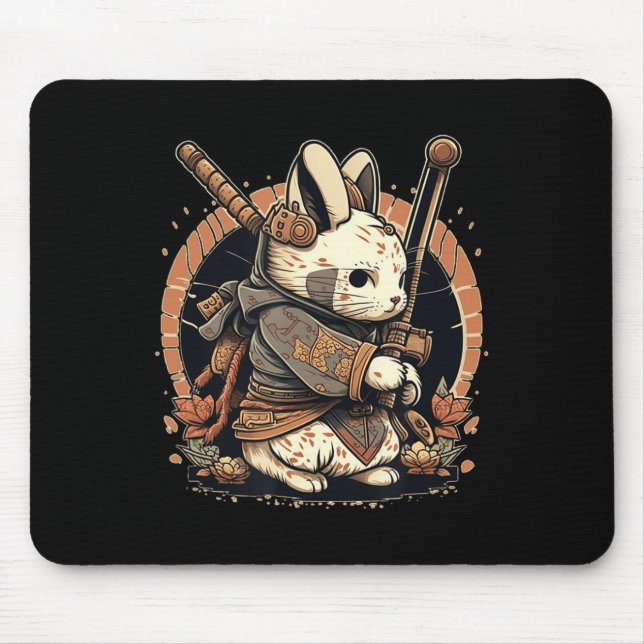 Mousepad Kawaii Japanese Style Samurai Bunny Anime  (Frente)