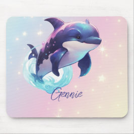 Mousepad Kawaii Orca Killer Whale Personalizou Azul e Rosa