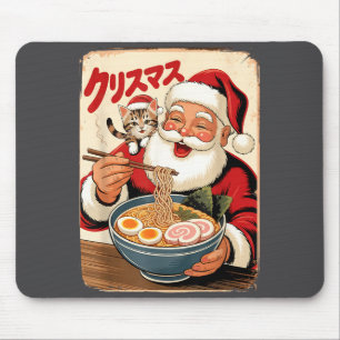 Mousepad Kawaii Papai Noel Comendo Macarrão Ramen Natal Jap