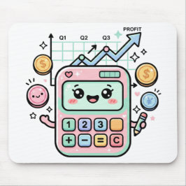 Mousepad Kawaii Pastel Calculator Finance Student Sticker