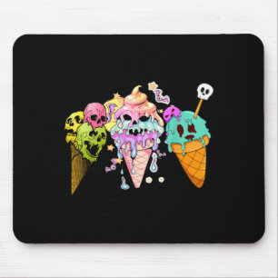 Mousepad Kawaii Pastel Goth Fofo Crânio de Sorvete Assustad