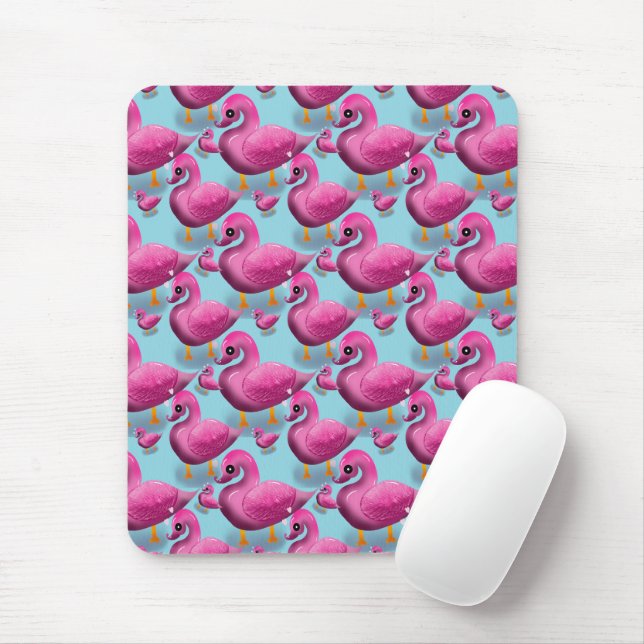 Mousepad Kawaii Pink Duck Pattern – Adorable Aesthetic Maxi (Com mouse)