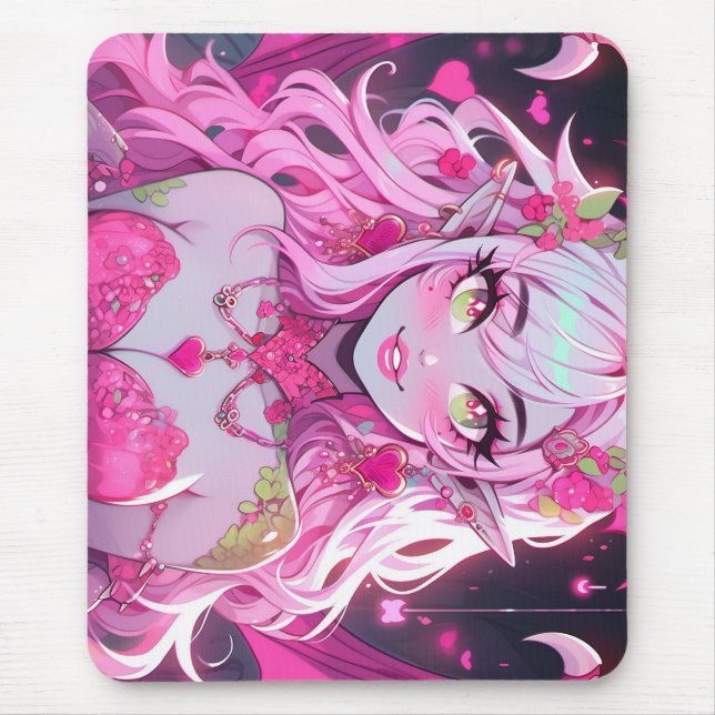 Mousepad Kawaii Pinkcore Fantasy Demon Anime Girl (Frente)