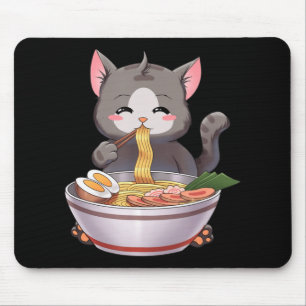 Mousepad Kawaii Ramen Cat Anime Comida Japonês Crianças Rap
