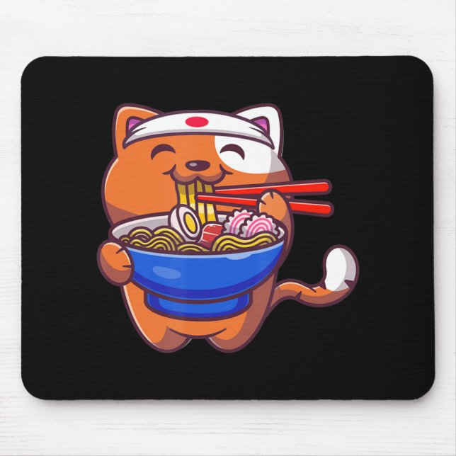 Mousepad Kawaii Ramen Cat Anime Comida Japonesa Adolescente (Frente)