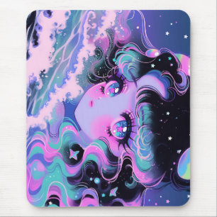Mousepad Kawaii Star Sea Girl sob ondas cósmicas