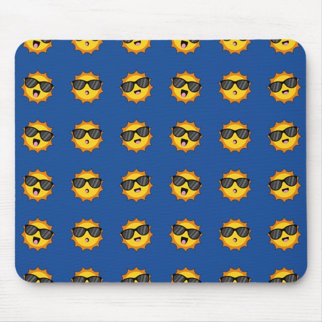 Mousepad Kawaii Sun com óculos Sunglass Happy Emoji Faces (Frente)