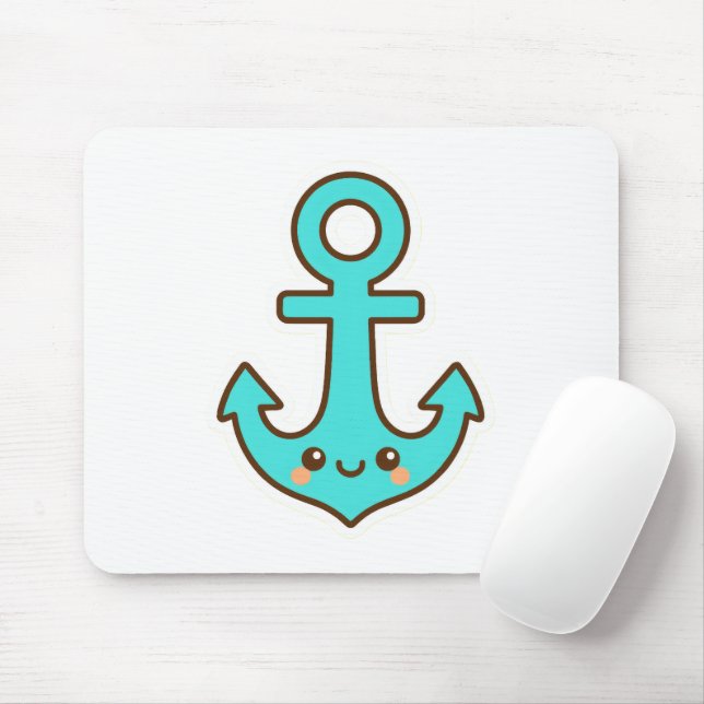 Mousepad Kawaii Turquoise Anchor - Whimsical & Cheerful (Com mouse)