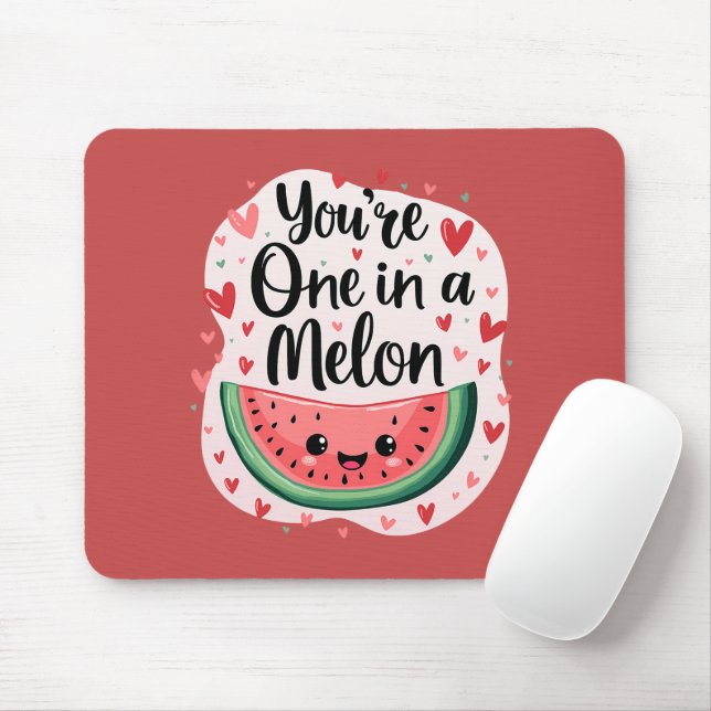 Mousepad Kawaii "Você é um em um melão" Cóta Melancia Pun (Com mouse)
