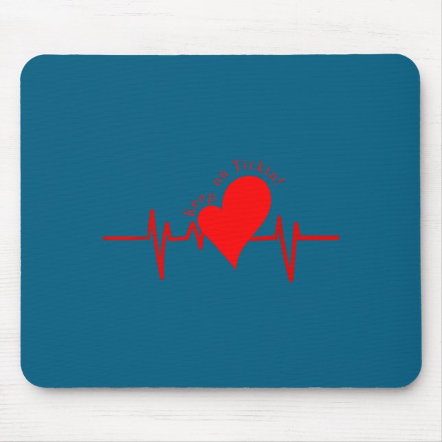Mousepad Keep On Tickin! Ekg Heartbeat Cow Valve Heart Pati (Frente)
