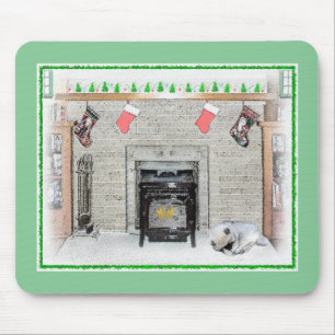 Mousepad Keeshond Christmas Puppy Dog by Lareira Painting