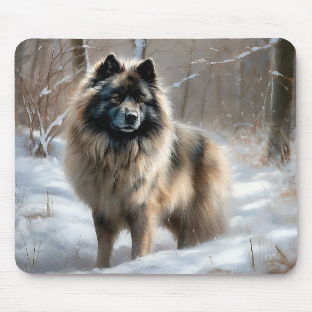 Mousepad Keeshond Deixe-o nevar no Natal (Frente)