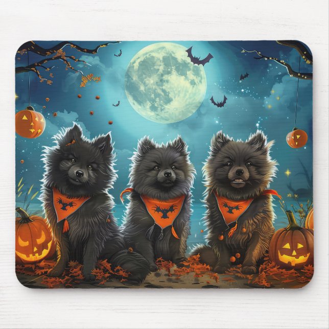 Mousepad Keeshond Halloween Assustador (Frente)