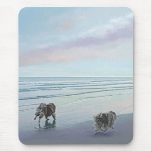 Mousepad Keeshonds na Arte de Cão de Pintura na costa