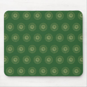 Mousepad Kelly Verde Medalhões de Flor de Zínia Dourada