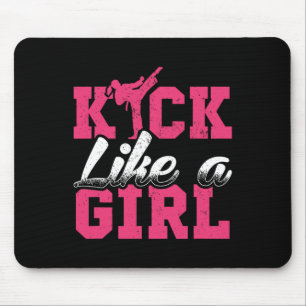 Mousepad Kick Like Girl Karate Taekwondo Martial Arts Gift