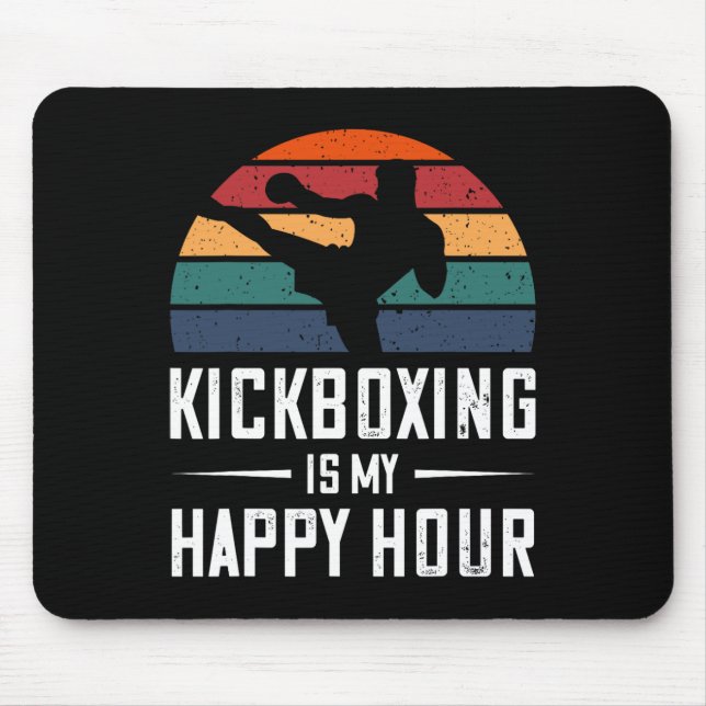 Mousepad Kickboxe É A Minha Feliz Hora Engraçada Boxing (Frente)