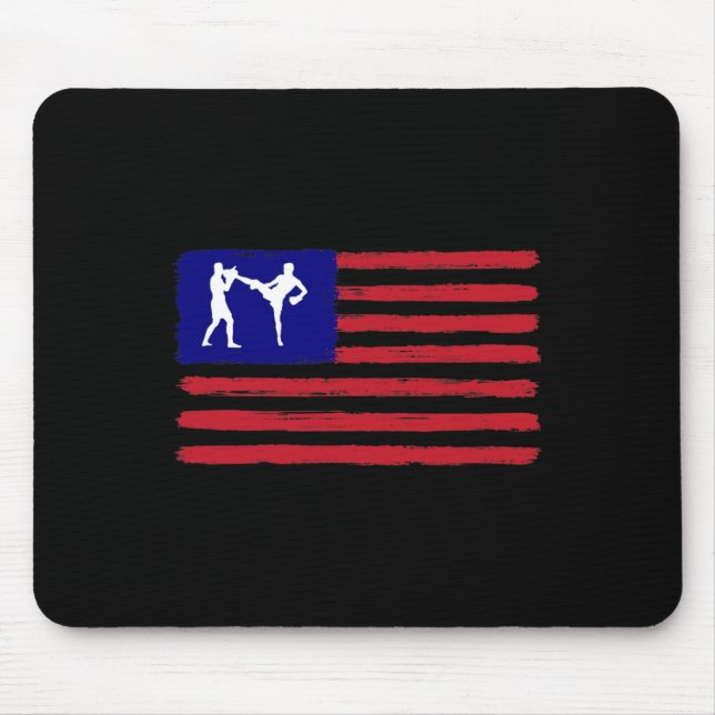 Mousepad Kickboxing 4 de Julho Patriótico Distressed Americ (Frente)