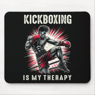 Mousepad Kickboxing É Minha Terapia Caricatura Engraçada de
