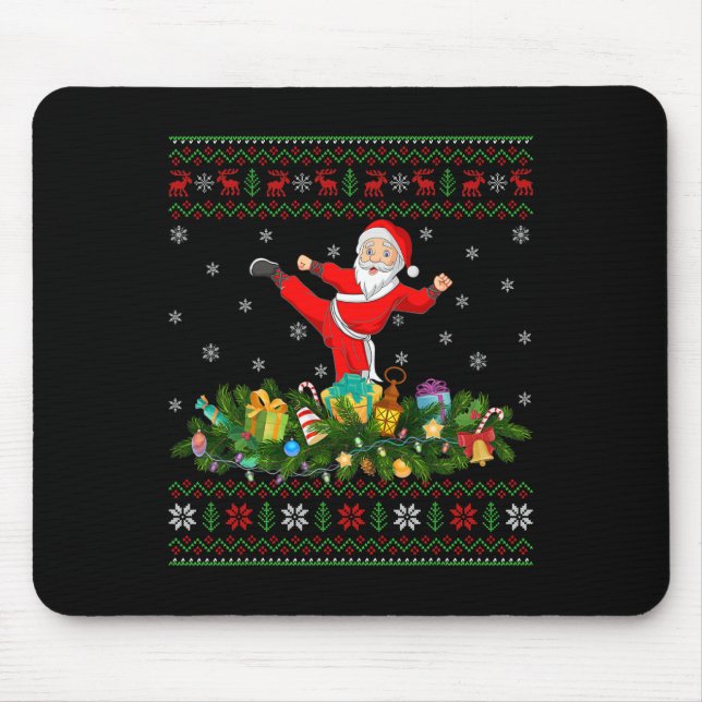 Mousepad Kickboxing Martial Art Lover Xmas Ugly Kickboxing (Frente)