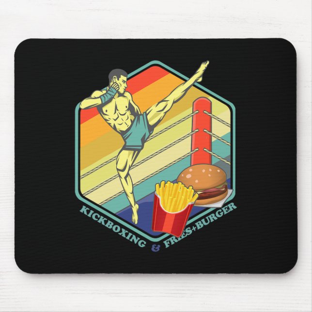 Mousepad Kickboxing Muay Thai Boxe Batatas Frita Hambúrguer (Frente)