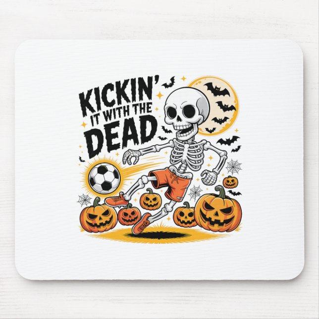 Mousepad Kickin' It Halloween Skeleton Soccer Player  (Frente)