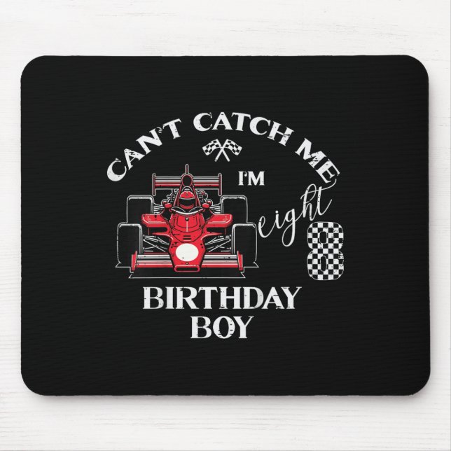 Mousepad Kids 8th Birthday Race Car Bday Boy Cant Catch Me  (Frente)