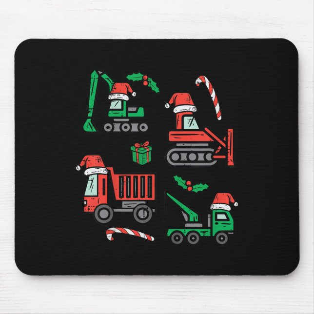 Mousepad Kids Christmas Construction Vehicles Truck Xmas Bo (Frente)