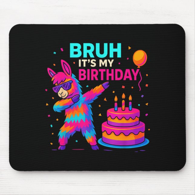 Mousepad Kids Dabbing Llama Birthday Funny Bday Party Tee  (Frente)